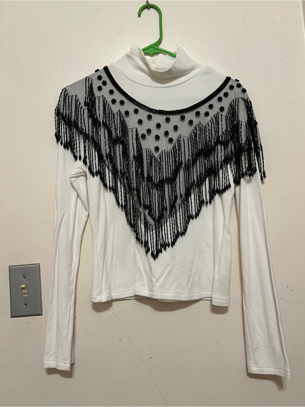 Vintage Beaded Fringe Capelet Shawl